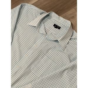 Men’s Club Room LS Light Blue And White Check Button Down Size 18.5-34/35 #347-L